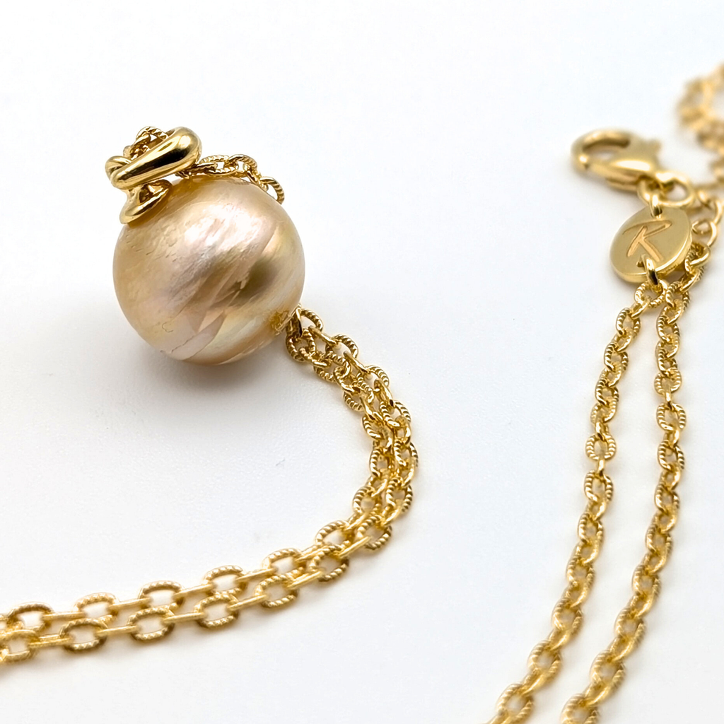 MARMO d’ORO Grand Golden South Sea Pearl Pendant Necklace