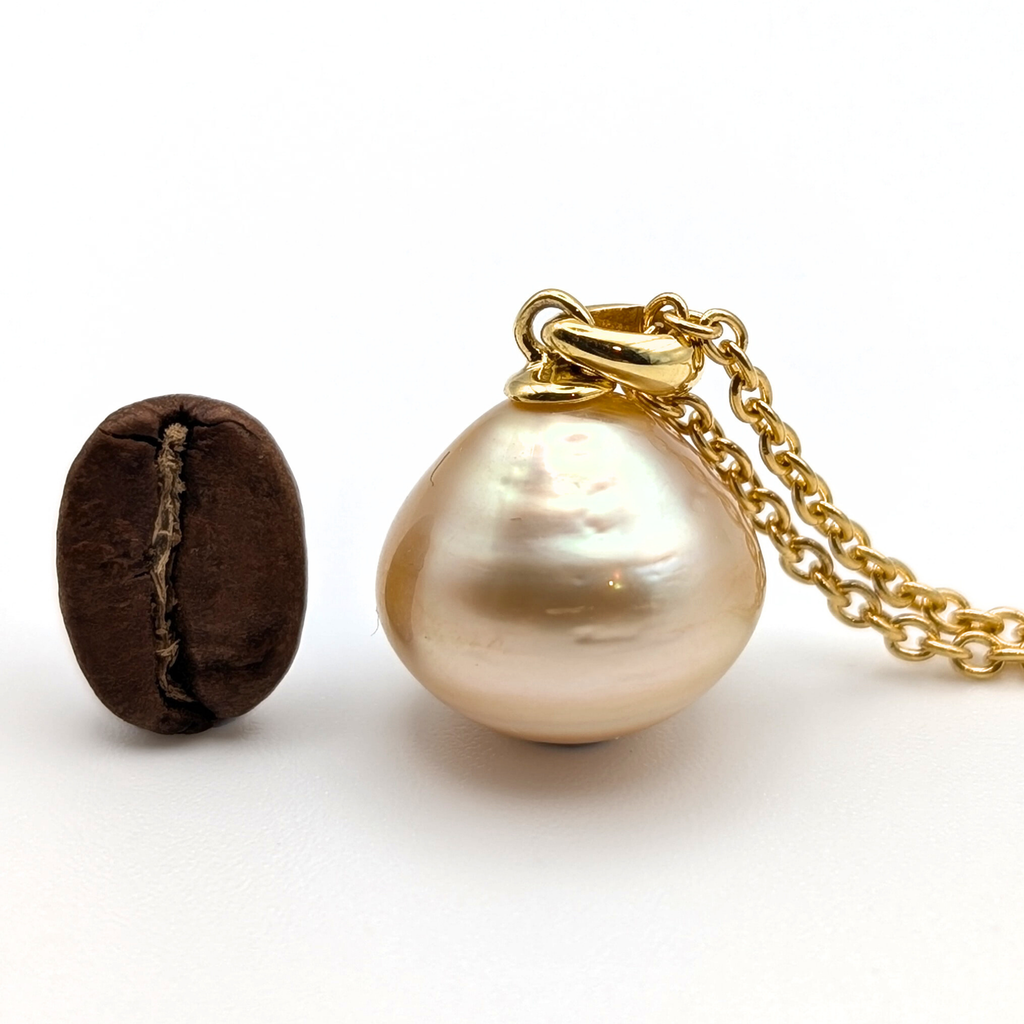 VORTEX 13mm Champagne Gold South Sea Pearl Pendant Necklace - view 8