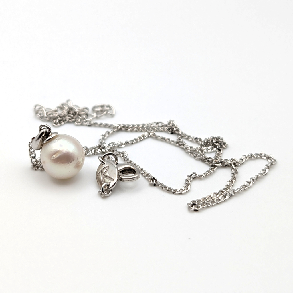 QUICKSILVER 9mm Silver South Sea Pearl Pendant Necklace
