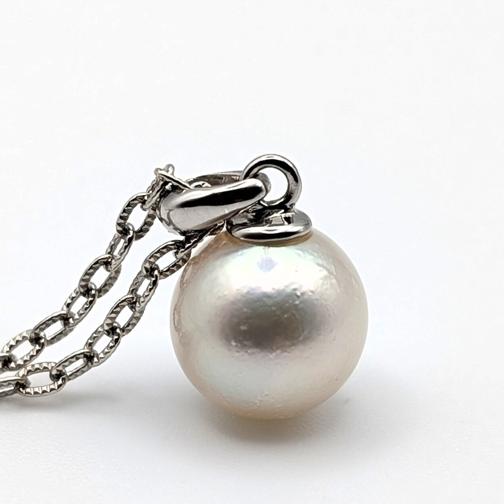 SELENE 9mm Silver South Sea Pearl Pendant Necklace - view 3
