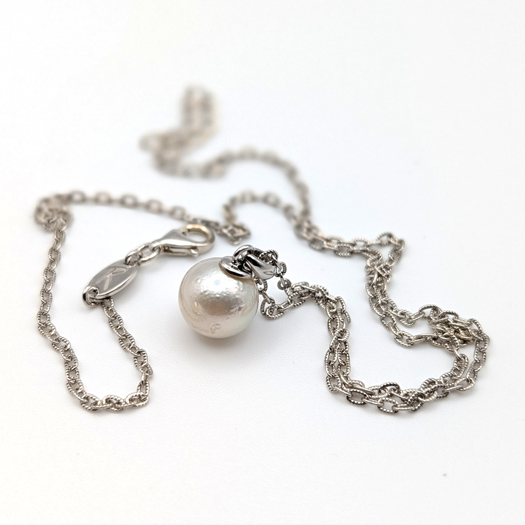 SELENE 9mm Silver South Sea Pearl Pendant Necklace - view 2