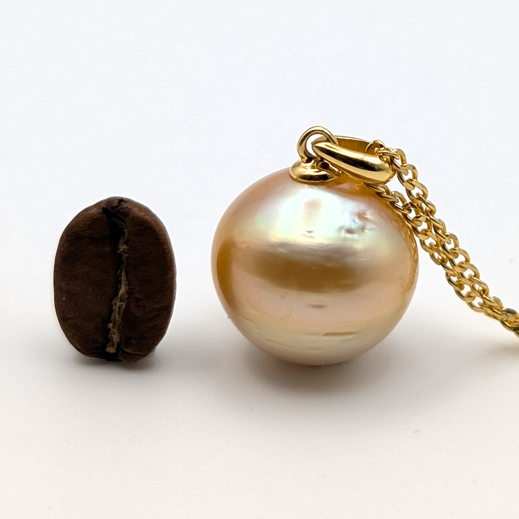 MIRAGE 14mm Golden South Sea Pearl Pendant Necklace