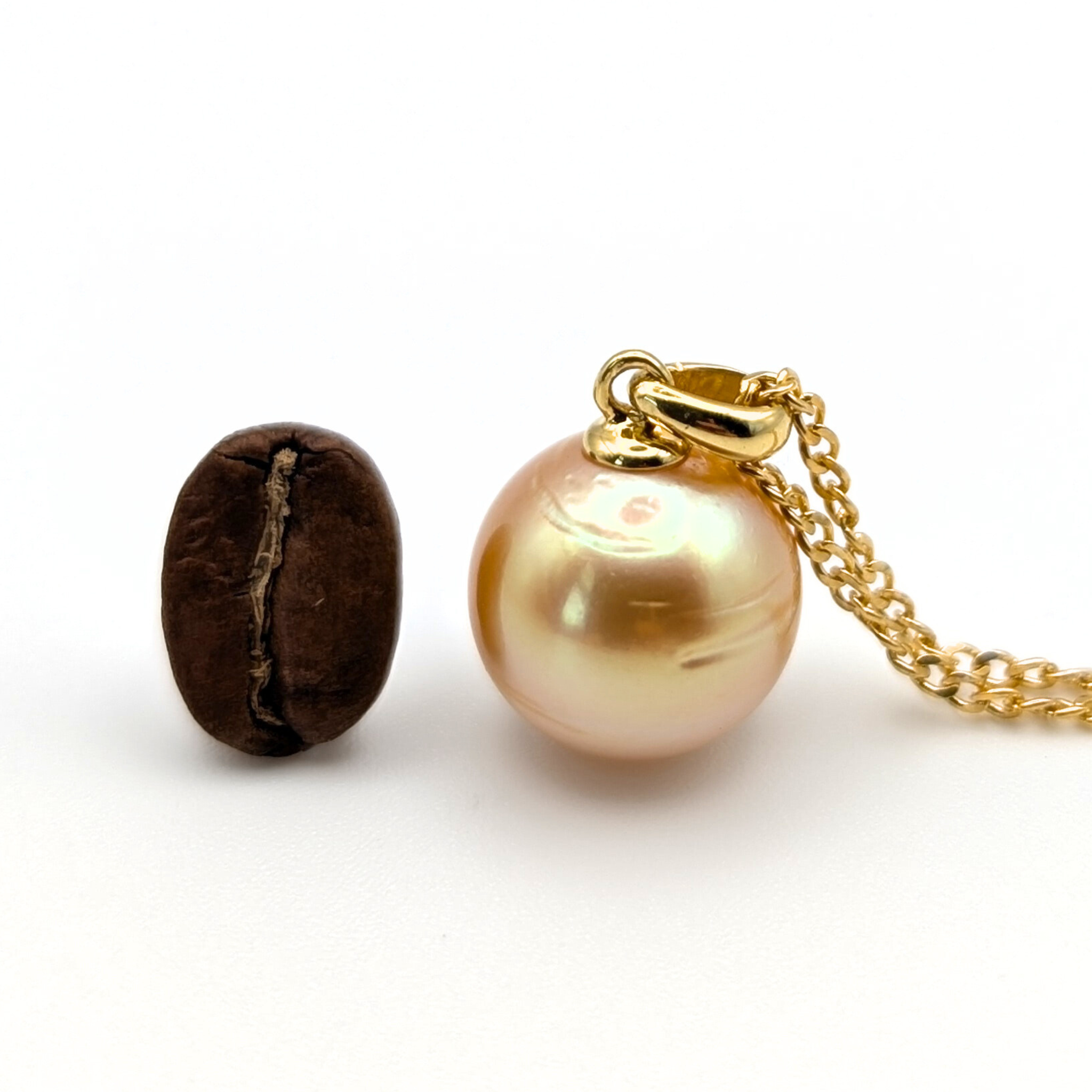 AURA 12mm Gold South Sea Pearl Pendant Necklace