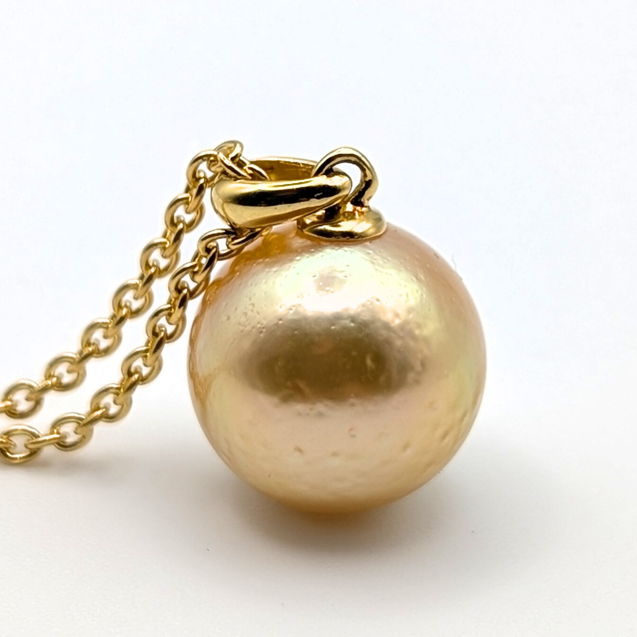 VESTA 13mm Golden South Sea Pearl Pendant Necklace - view 5