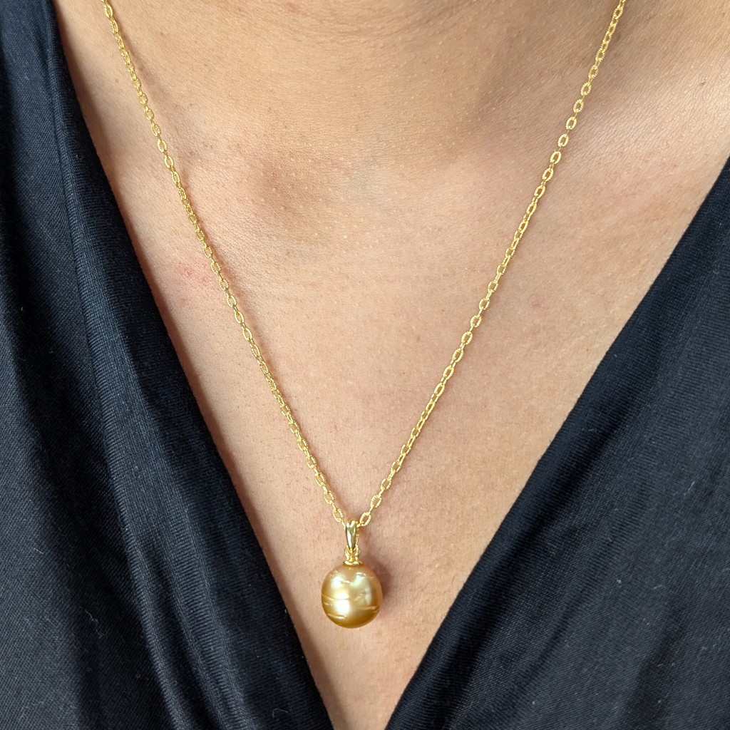 SOLARA 11mm Gold South Sea Pearl Pendant Necklace - view 3