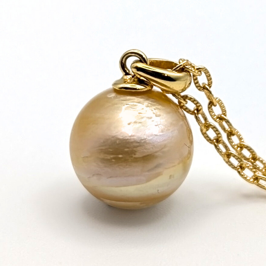 MARMO d’ORO 11mm Golden South Sea Pearl Pendant Necklace