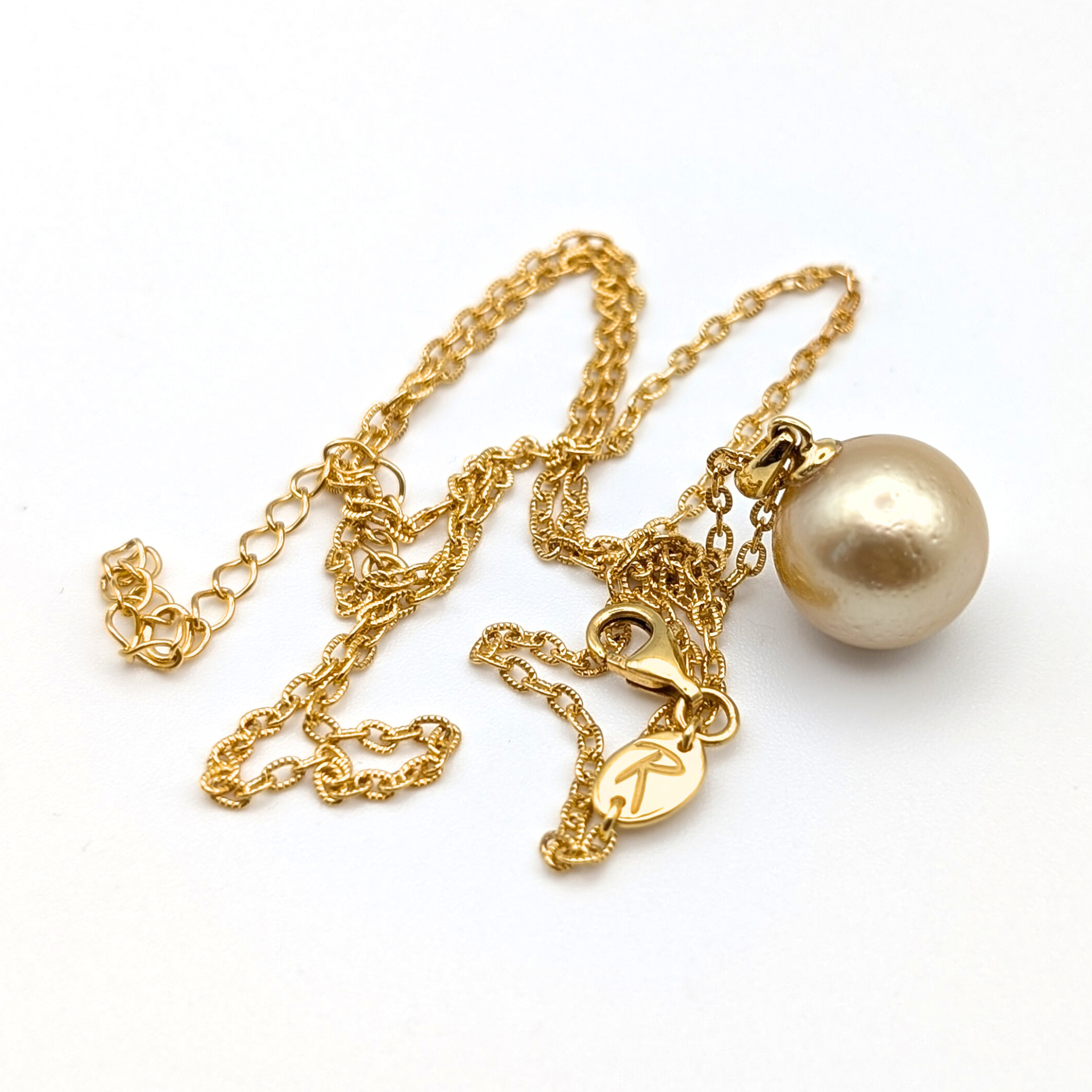 EOS 13mm Champagne Gold South Sea Pearl Pendant Necklace