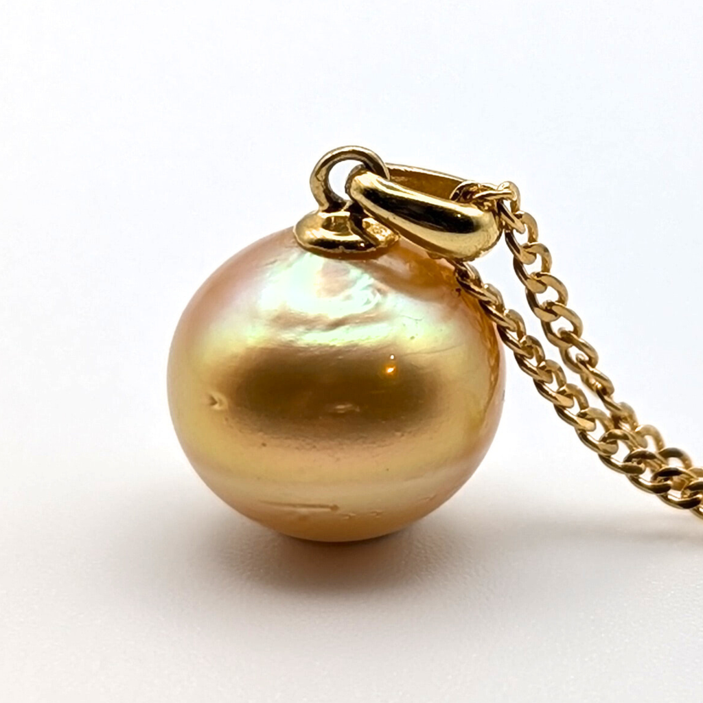 AUBE 12mm Golden South Sea Pearl Pendant Necklace
