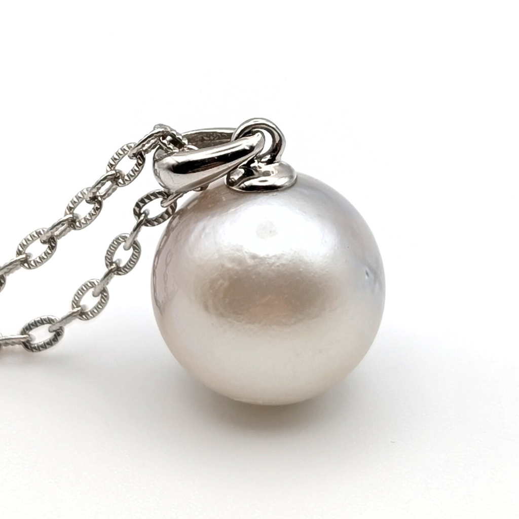 MINERVA 12mm Silver South Sea Pearl Pendant Necklace - view 5