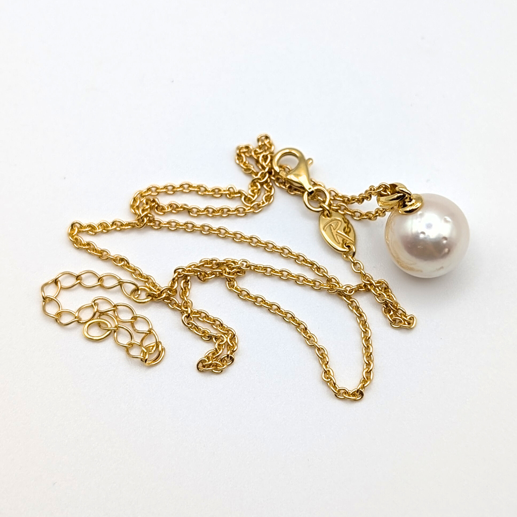 ELARA 12mm White South Sea Pearl Pendant Necklace