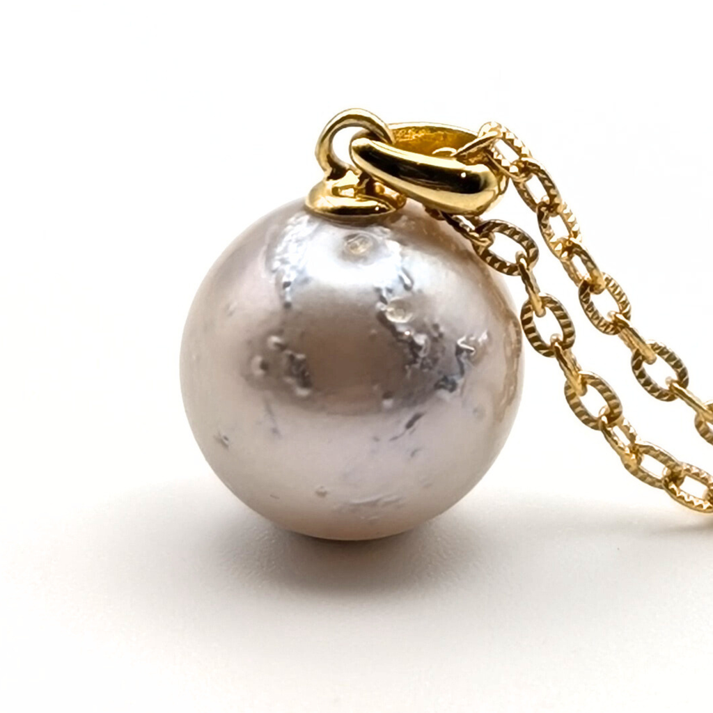 LIGHTNING 12mm Silver-Pink South Sea Pearl Pendant Necklace
