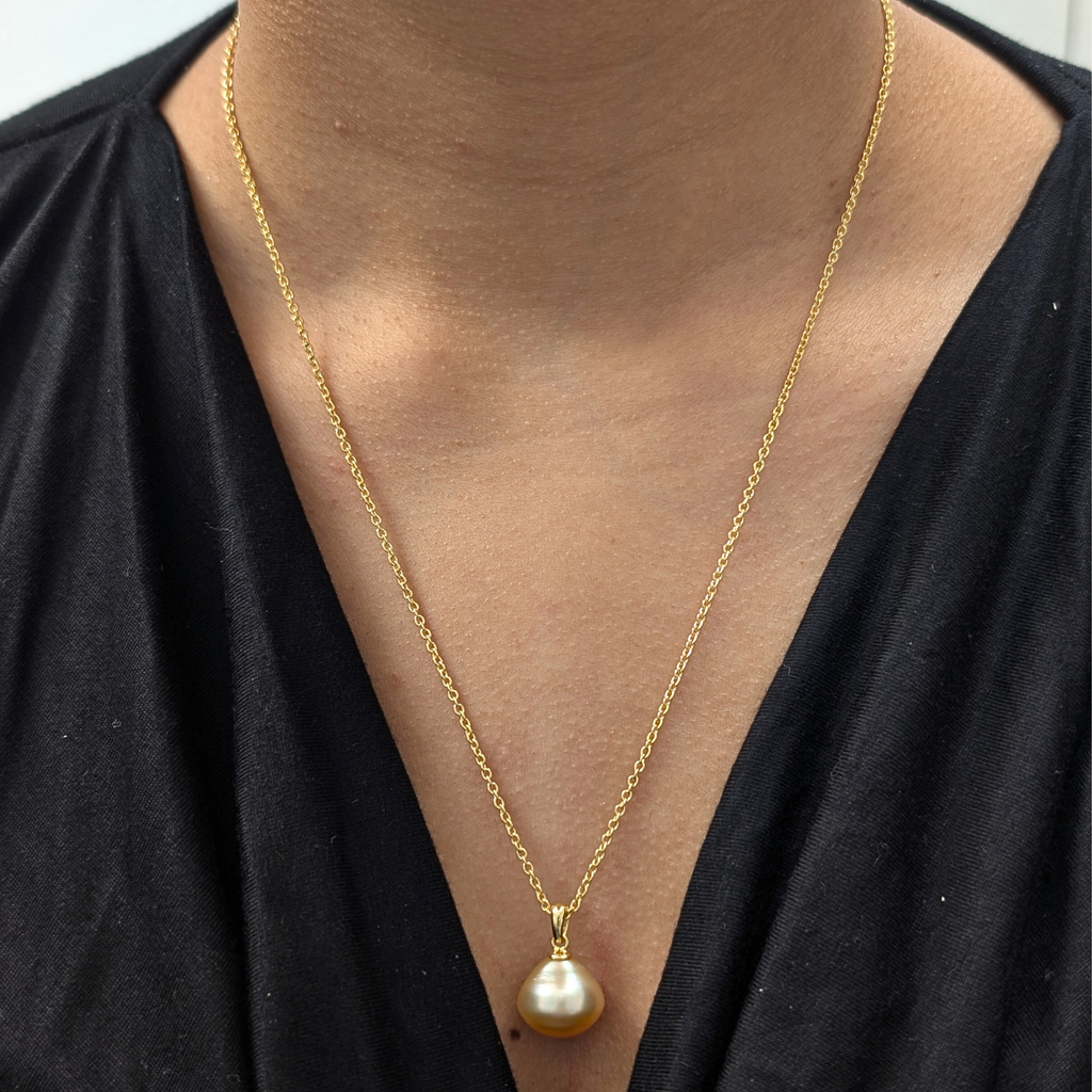 VORTEX 13mm Champagne Gold South Sea Pearl Pendant Necklace - view 3
