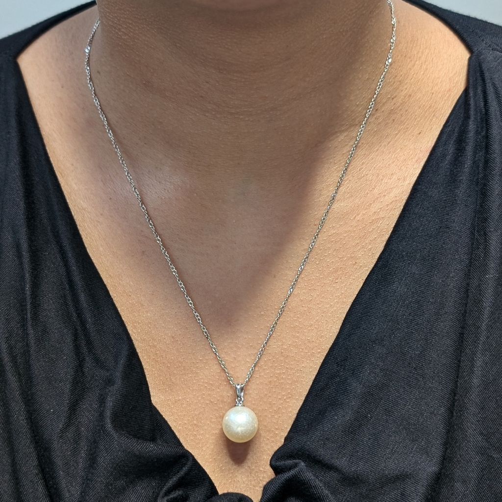 ASTRA 12mm Silver South Sea Pearl Pendant Necklace - view 3