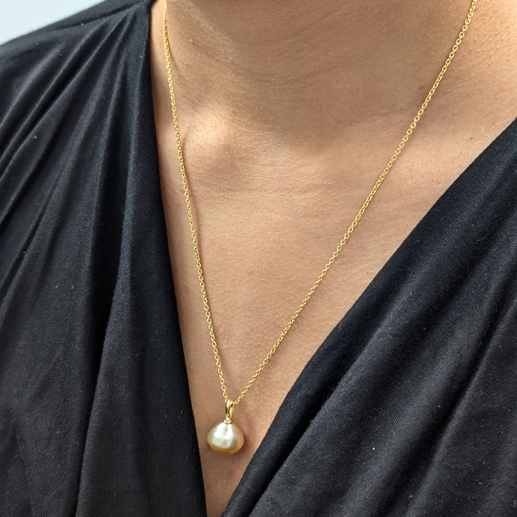 VORTEX 13mm Champagne Gold South Sea Pearl Pendant Necklace - view 6