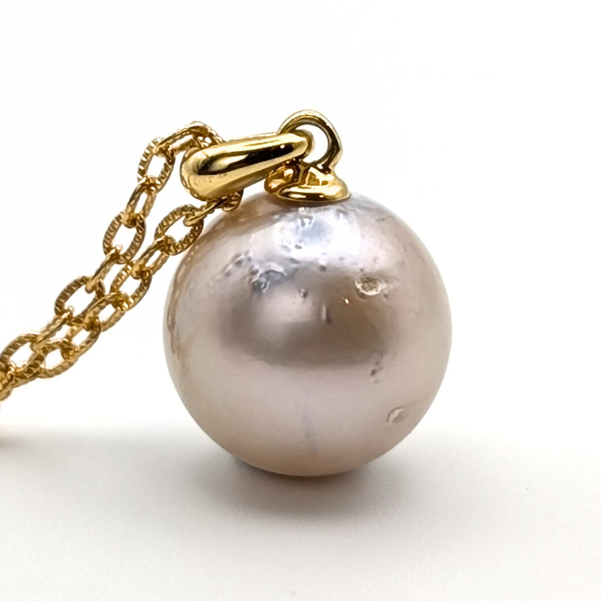 LIGHTNING 12mm Silver-Pink South Sea Pearl Pendant Necklace