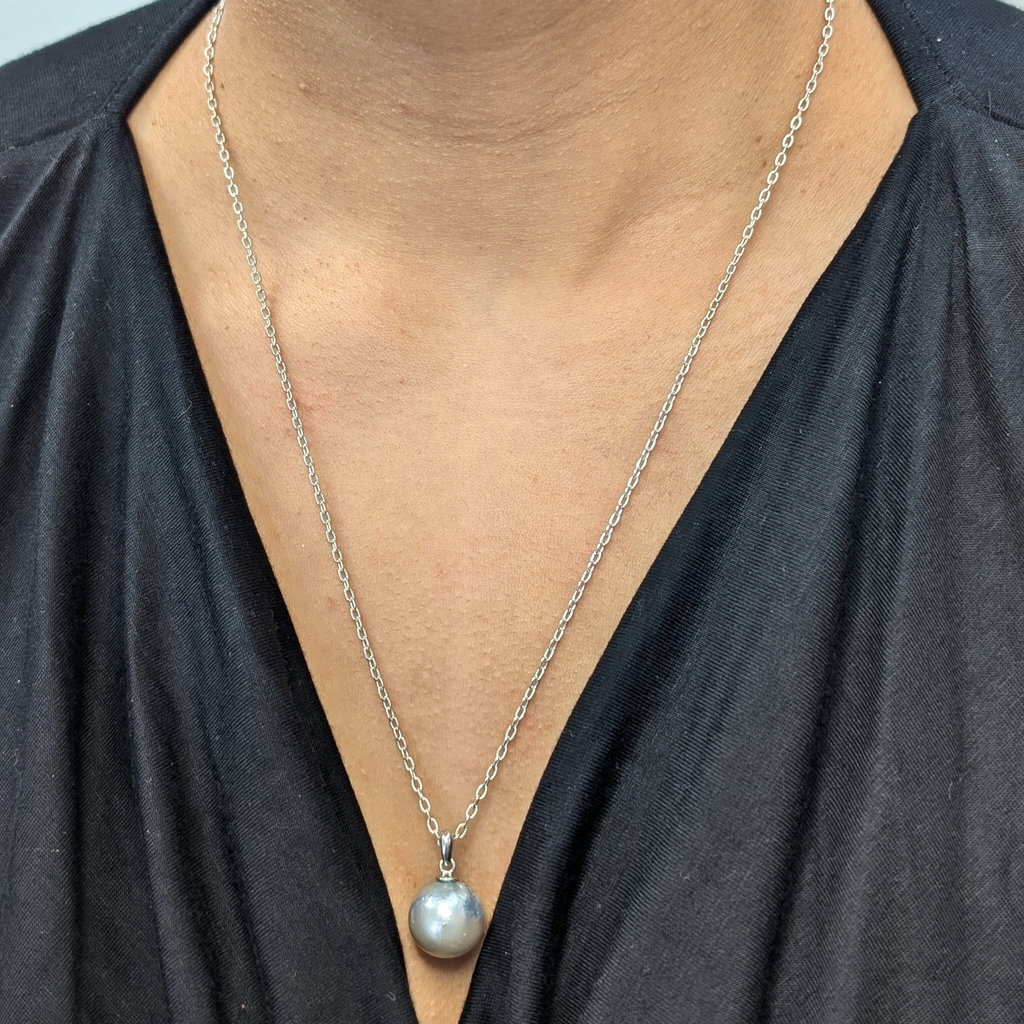 ECLIPSE Silver Blue South Sea Pearl Pendant Necklace