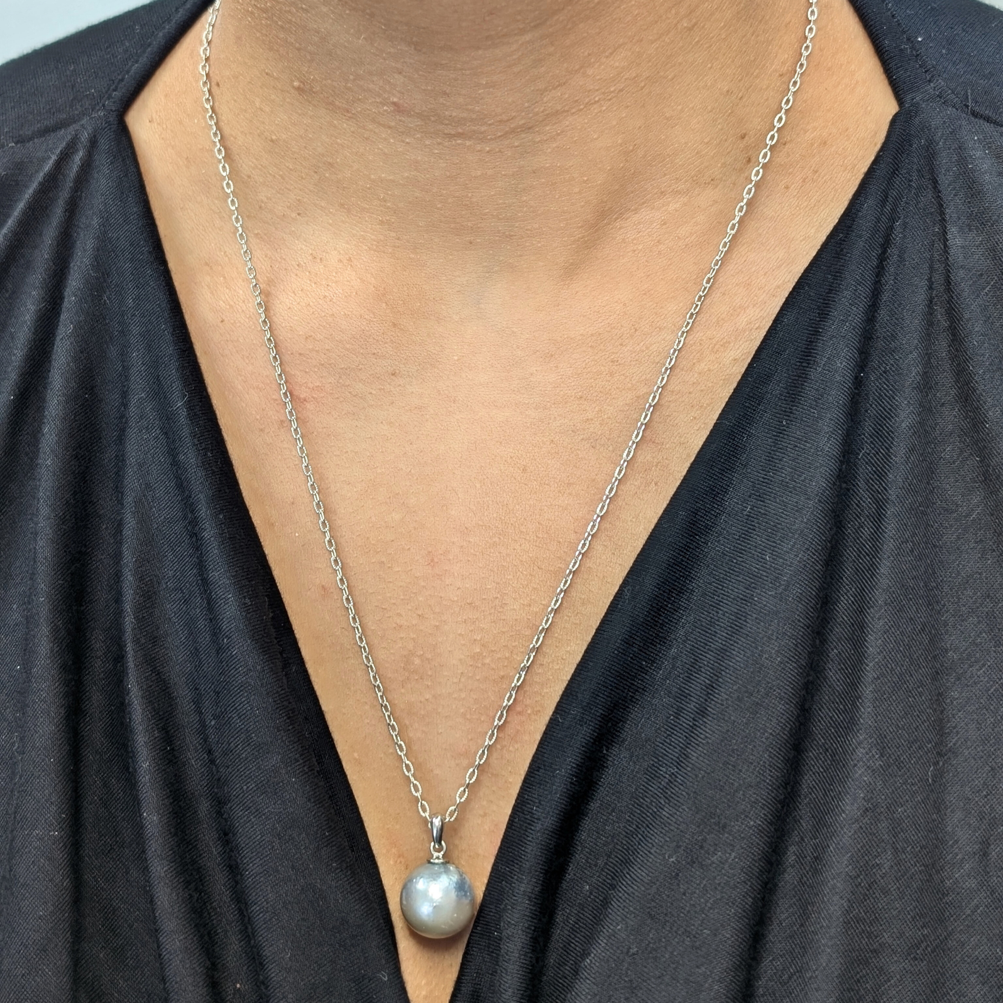 ECLIPSE Silver Blue South Sea Pearl Pendant Necklace