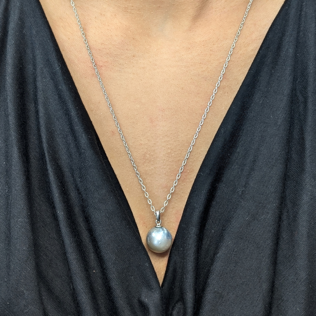ECLIPSE Silver Blue South Sea Pearl Pendant Necklace