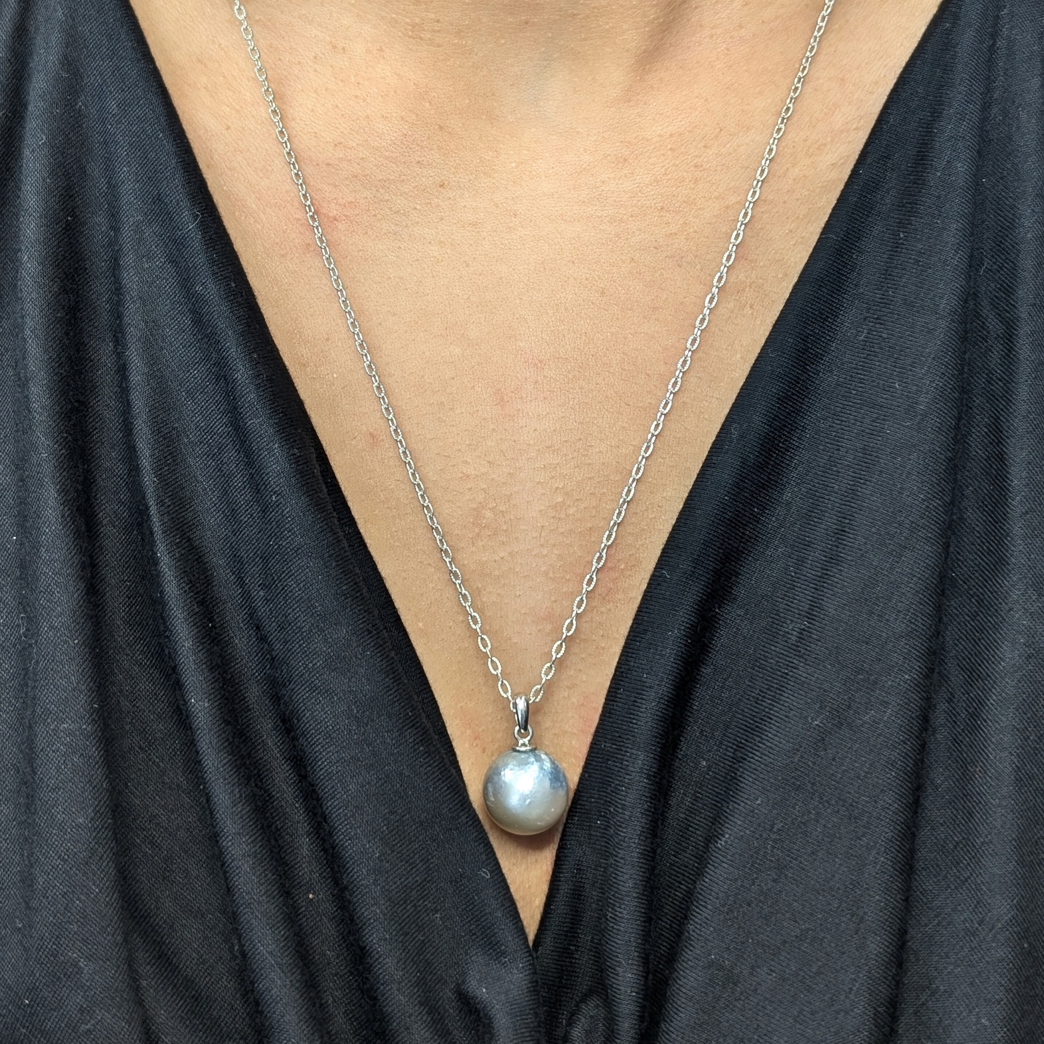ECLIPSE Silver Blue South Sea Pearl Pendant Necklace