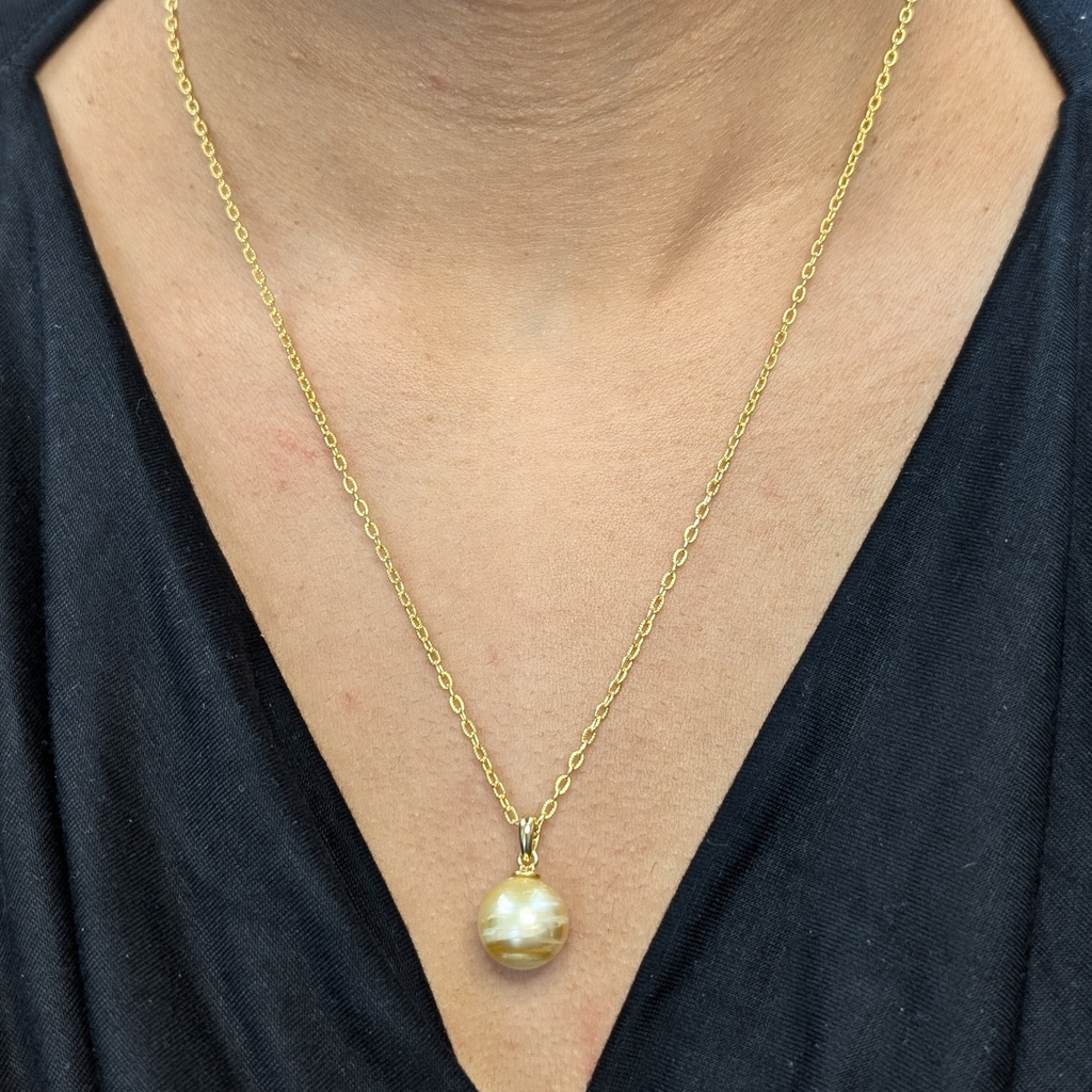 MARMO d’ORO 11mm Golden South Sea Pearl Pendant Necklace - view 3