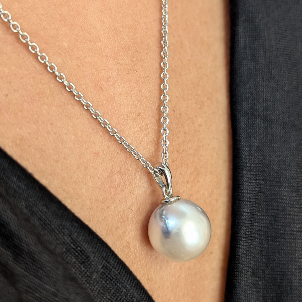 SERRA 12mm White South Sea Pearl Pendant Necklace - view 6