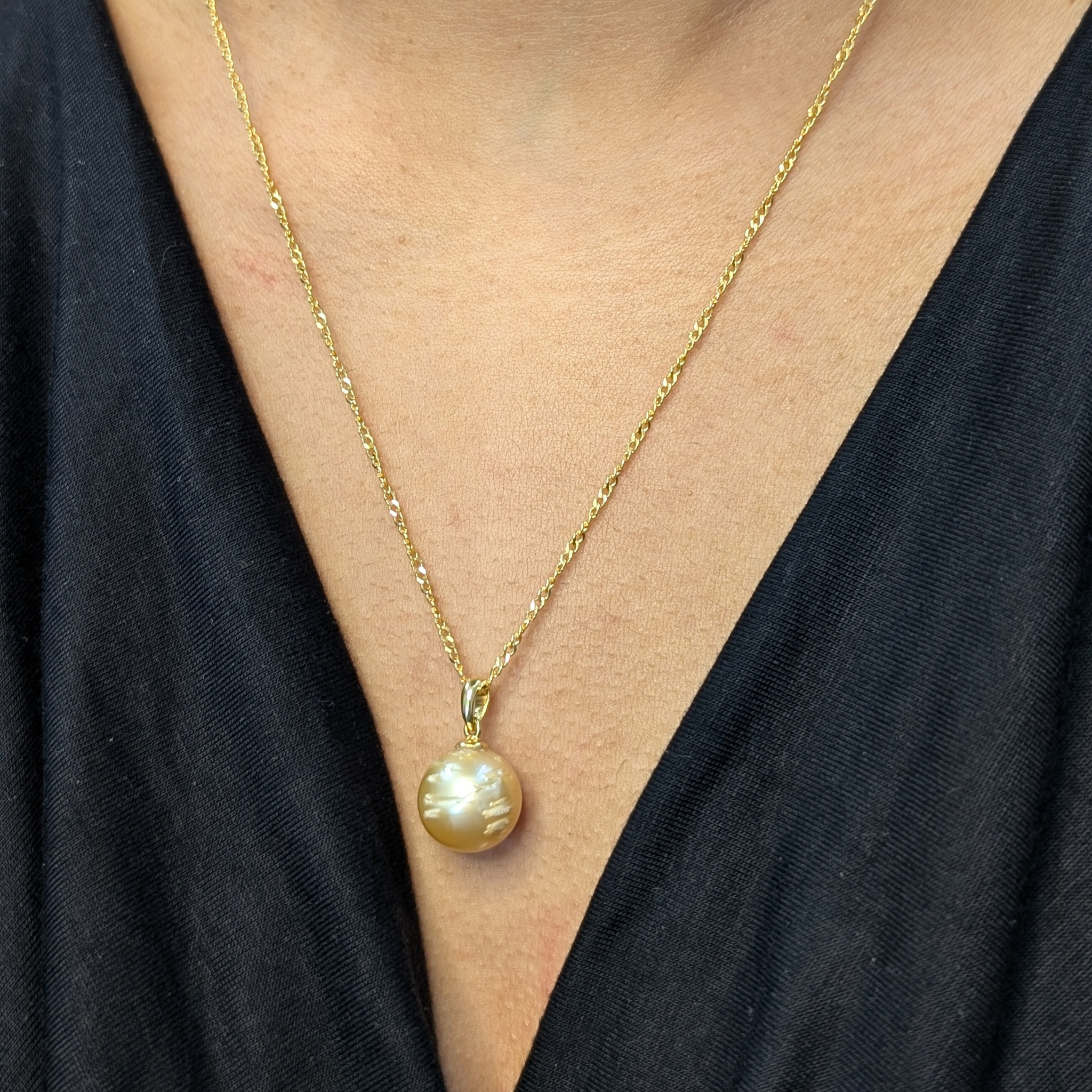 NATURA 11mm Golden South Sea Pearl Pendant Necklace - view 6