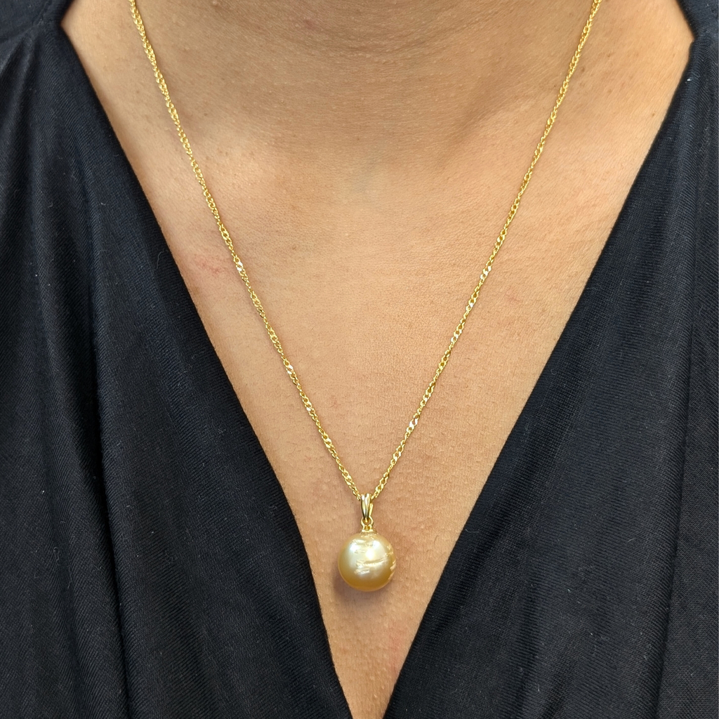 NATURA 11mm Golden South Sea Pearl Pendant Necklace - view 3